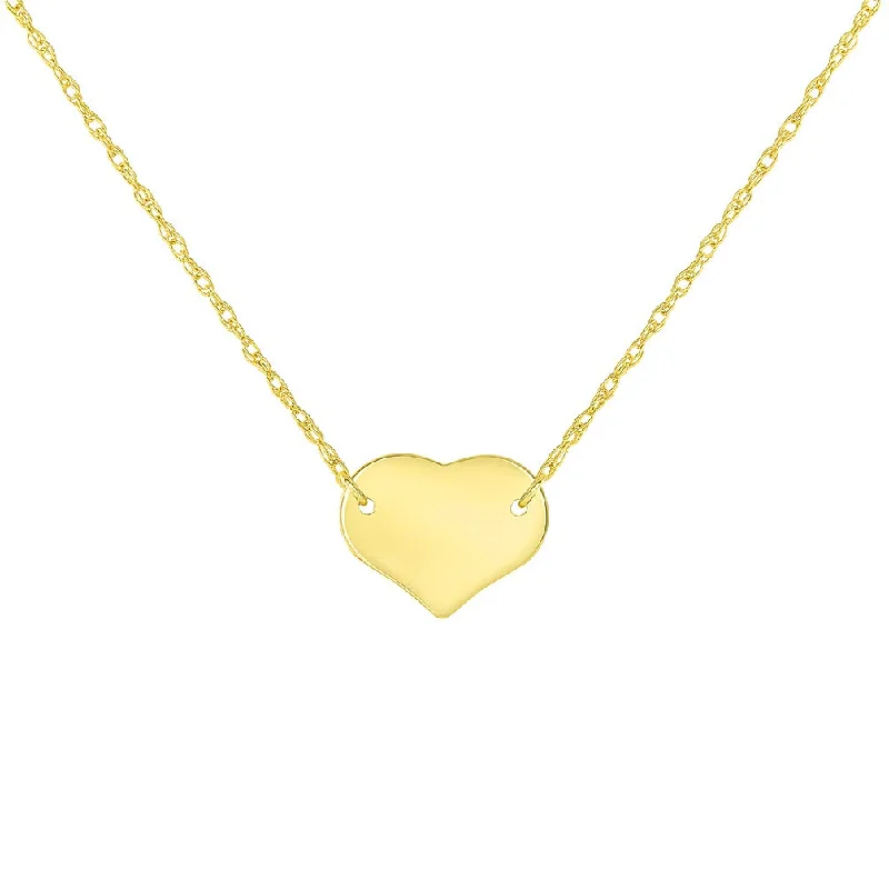 14k Yellow Gold Mini Heart Necklace with Spring Ring Clasp (16" to 18" Adjustable Chain)