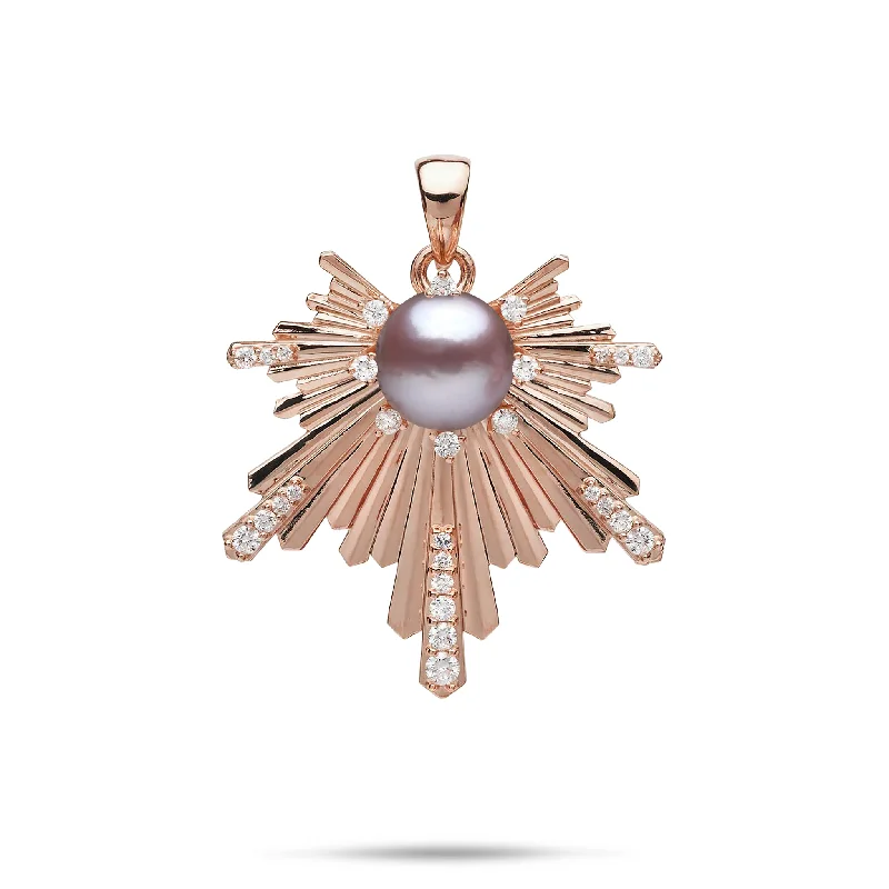 E Hoʻāla Lavender Freshwater Pearl Pendant in Rose Gold with Diamonds - 27mm