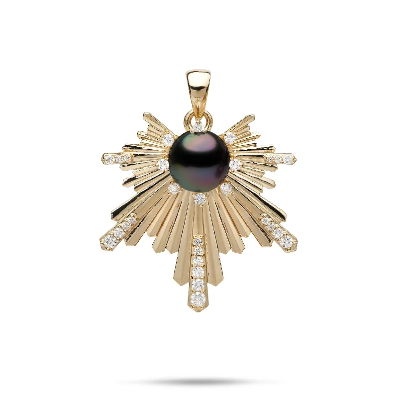 E Hoʻāla Tahitian Black Pearl Pendant in Gold with Diamonds - 27mm