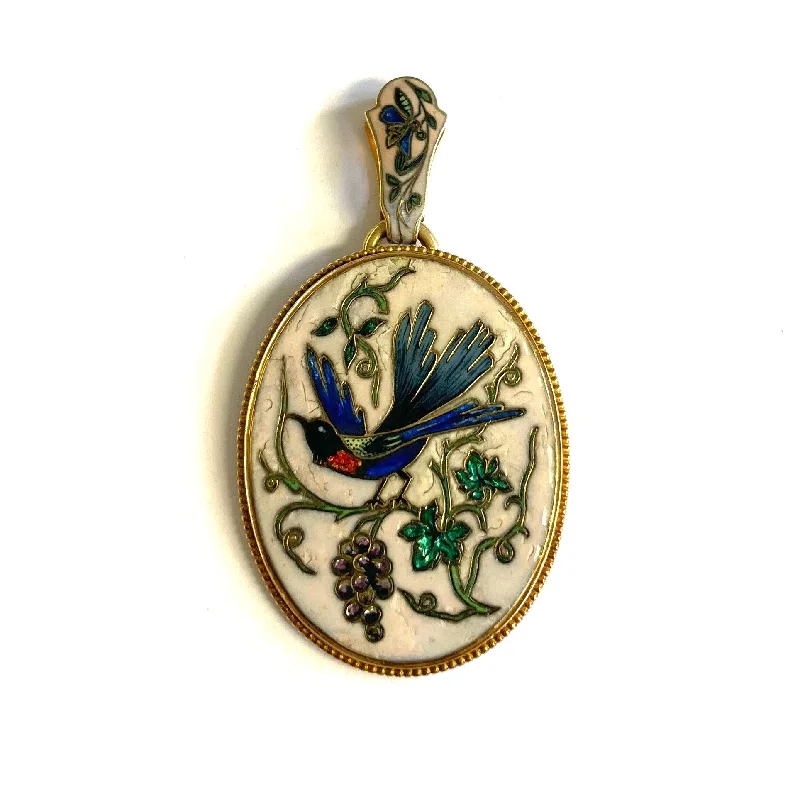 French Victorian 18KT Yellow Gold Enamel Pendant/Brooch