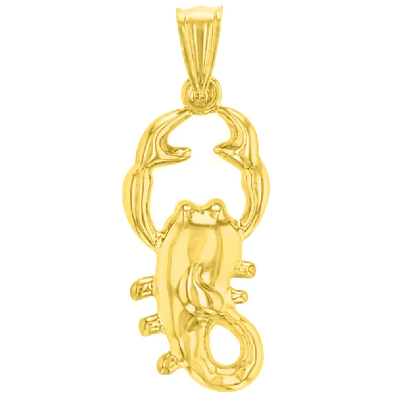 High Polish 14k Yellow Gold 3D Scorpio Zodiac Sign Scorpion Animal Pendant