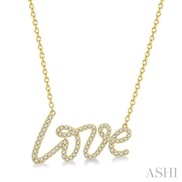 1/4 Ctw Love Round Cut Diamond Necklace in 14K Yellow Gold