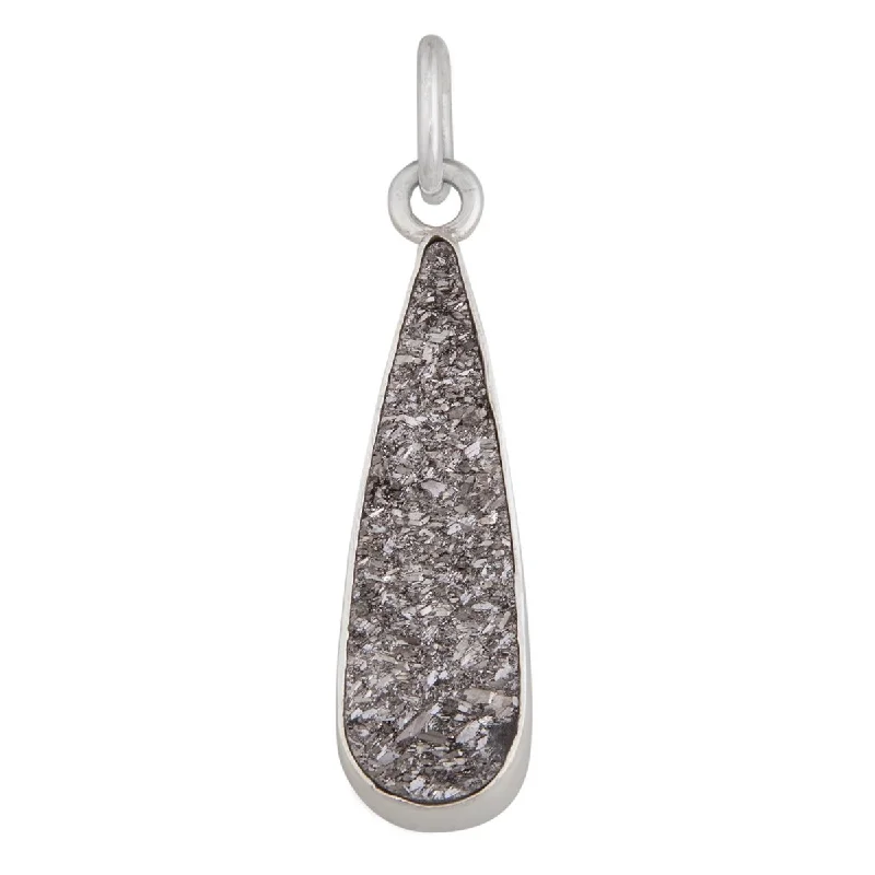 Sterling Silver Platinum Druzy Teardrop Pendant