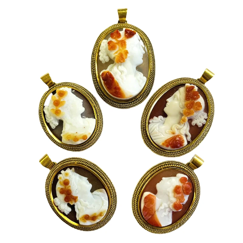 Victorian 18KT Yellow Gold Agate Pendants