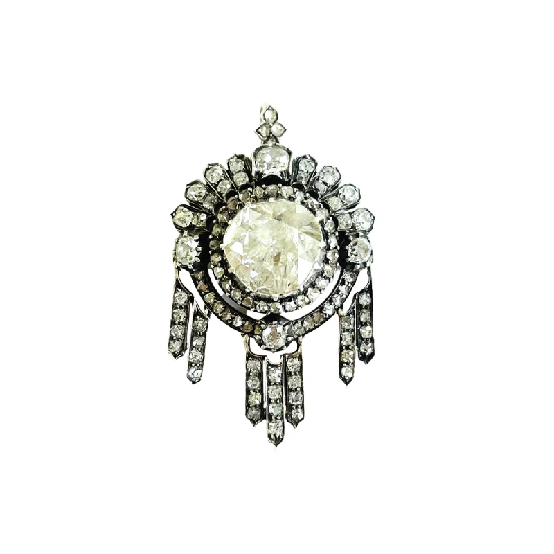 Victorian Silver & 18KT Yellow Gold Diamond Pendant