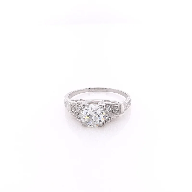 Estate 20 Karat White Gold Diamond Engagement Ring