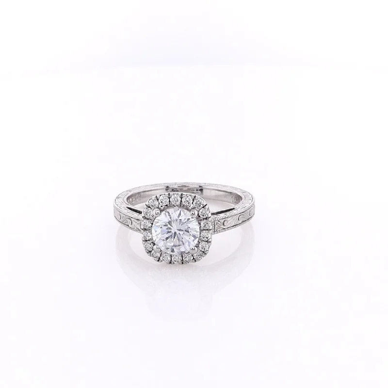 Estate Martin Flyer Cubic Zirconium and Diamond Engagement Ring