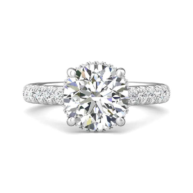 Martin Flyer 14k Round Diamond Engagement Ring with Hidden Halo