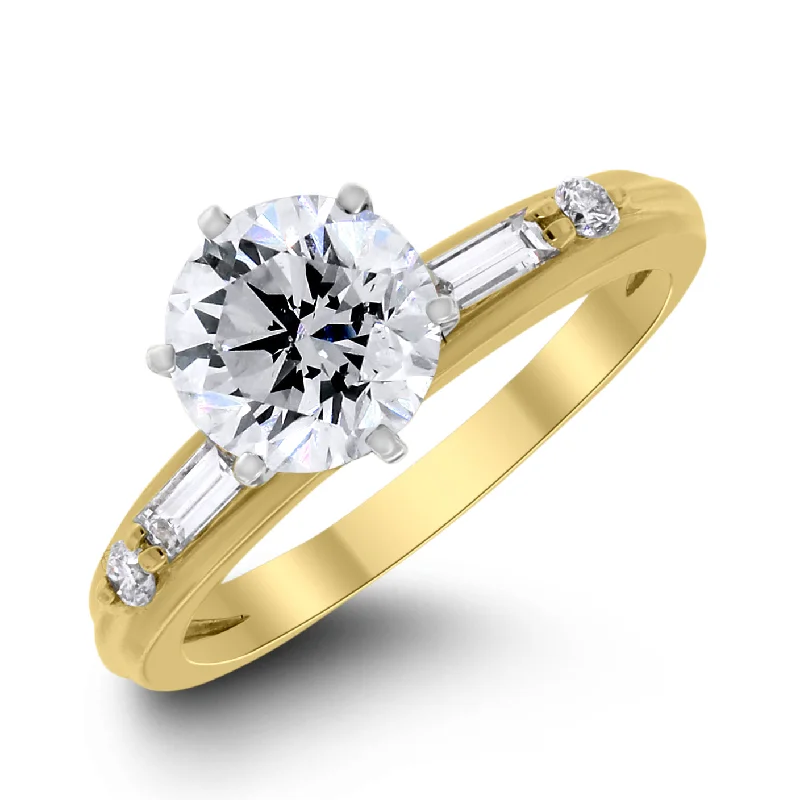 Serena Engagement Ring Bridal Set (1.50 ct Round HSI3 EGLUSA Diamond) in Yellow Gold