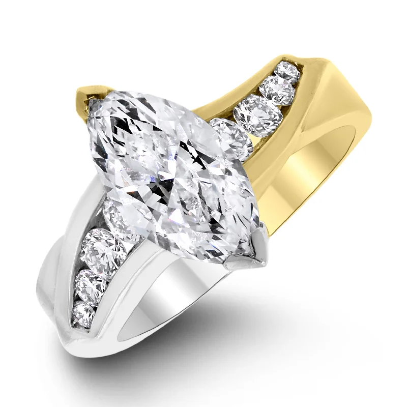 Yin & Yang Engagement Ring (1.64 ct Marquise GI1 EGLUSA Diamond) in Gold & Platinum