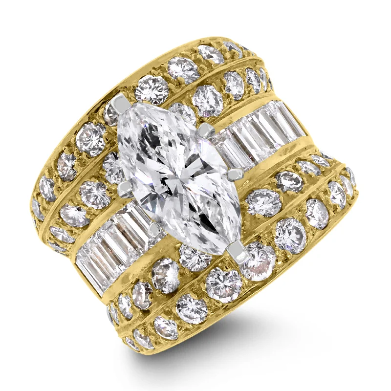 Illusion Engagement Ring (2.00 ct Marquise JSI1 EGLUSA Diamond) in Yellow Gold