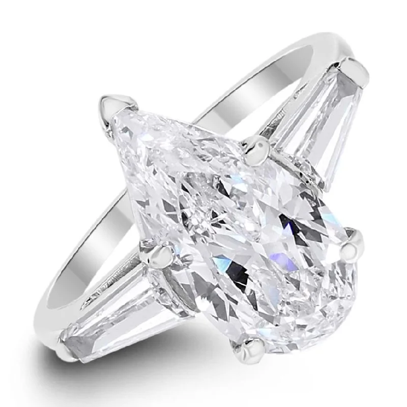 Liliana Engagement Ring (3.47 ct Pear Shape HSI2 EGLUSA Diamond) in Platinum