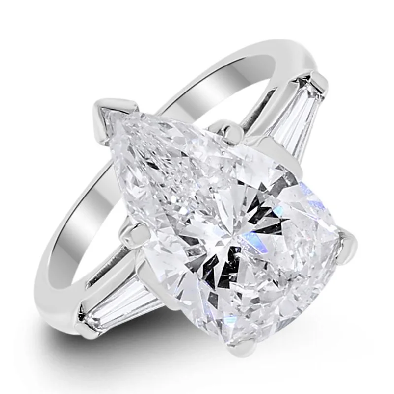 Emilia Engagement Ring (3.47 ct Pear Shape ISI1 EGLUSA Diamond) in Platinum