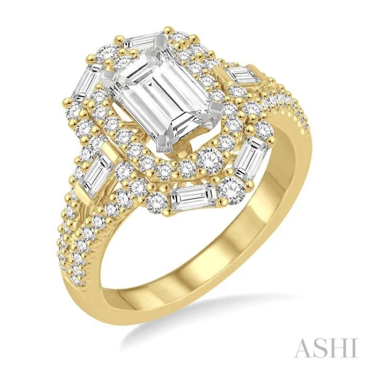 1 ctw Diamond Semi-Mount Engagement Ring in 14K Yellow and White Gold