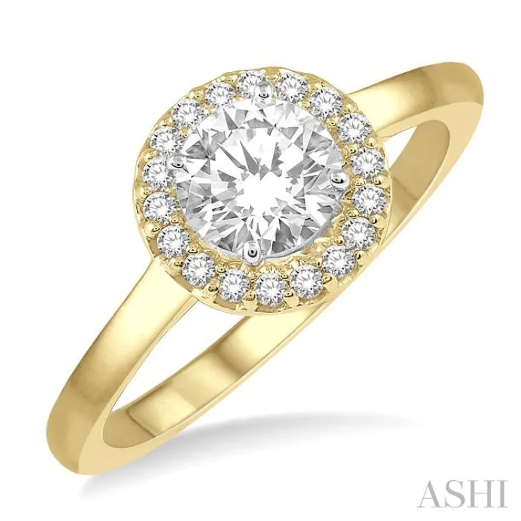 1/10 ctw Round Cut Diamond Semi-Mount Engagement Ring in 14K Yellow and White Gold