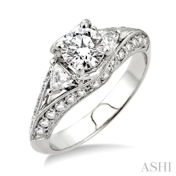 3/4 Ctw Diamond Semi-Mount Engagement Ring in 14K White Gold