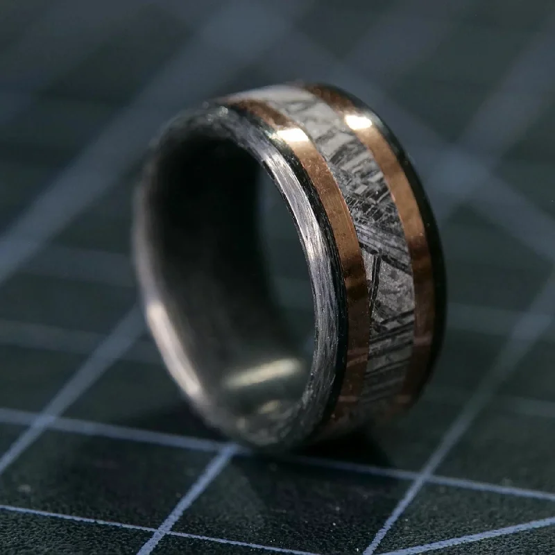 Carbon Fiber, Gold, and Meteorite Ring