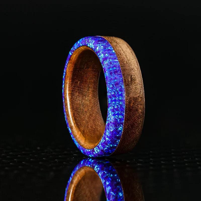 Cherry Wood and Opal Ring