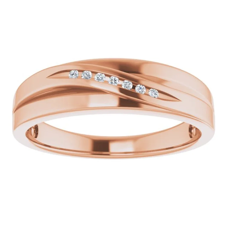 14K Rose 1.2 mm Round .05 CTW Natural Diamond Wedding Band