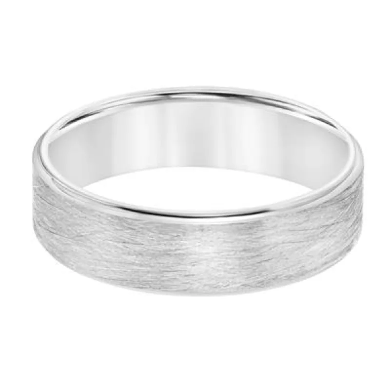 Men's 6mm Platinum Concave Edge Carved Wedding Band