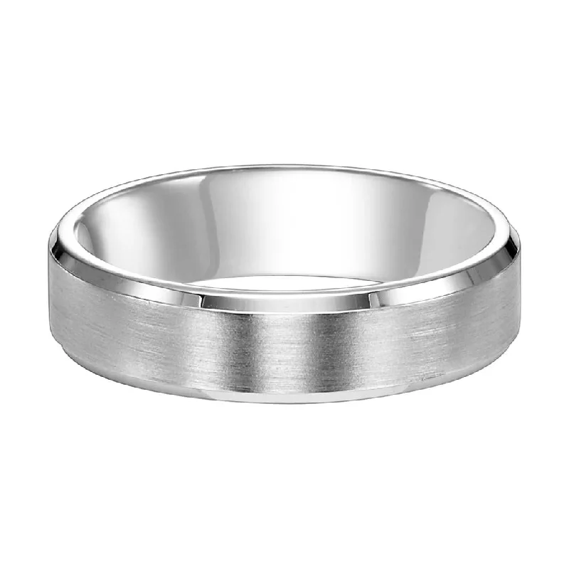 Men's Platinum Brushed Center Wedding Band