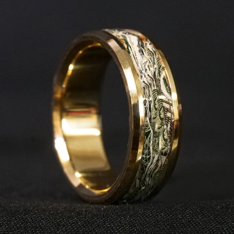 Solid Gold and Shredded Cash Glowstone Ring