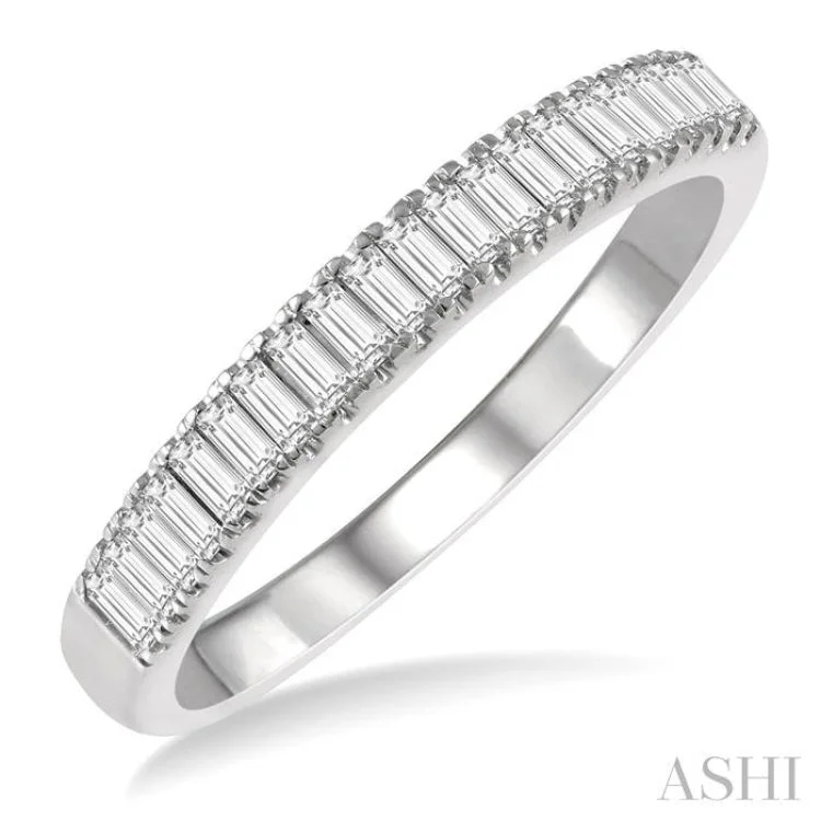 1/3 ctw Stackable Baguette Diamond Fashion Band in 14K White Gold