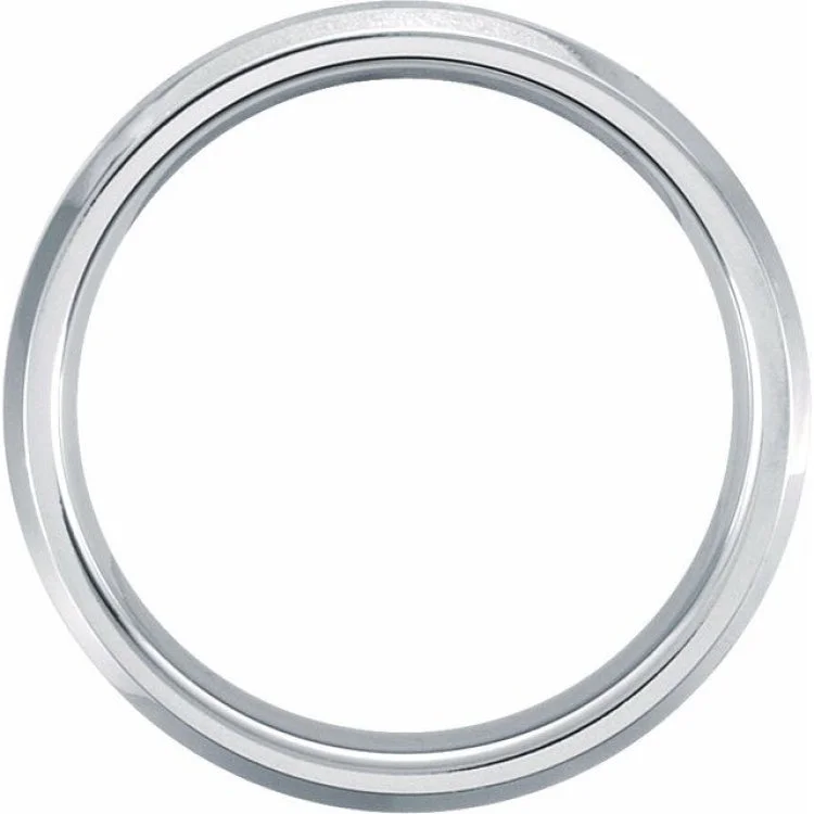 White Tungsten 6 mm Beveled-Edge Band Size 8.5