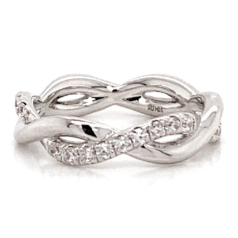 Twist Diamond Wedding Band in White Gold