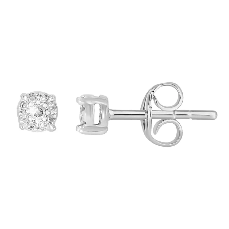 9ct White Gold Diamond Stud Earrings 18 Brilliant Cut Diamonds