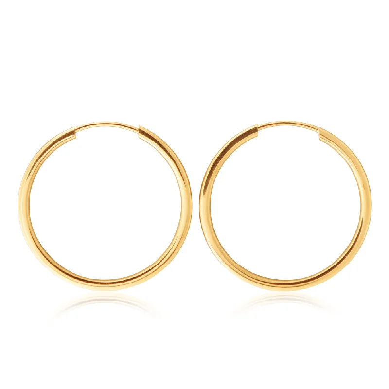 9ct Yellow Gold 20mm Plain Sleeper Earrings