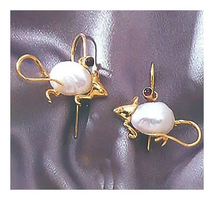 White Mice Earrings