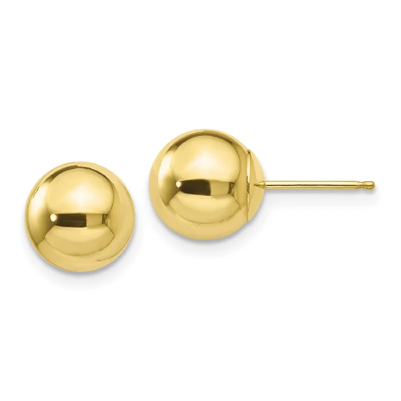 10KT Yellow Gold 8MM Ball Stud Earrings