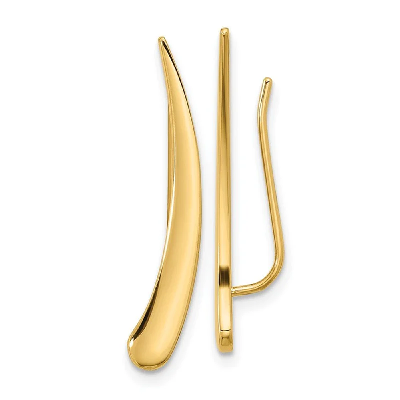 14KT Yellow Gold Polished Pointed Ear Climber Earrings