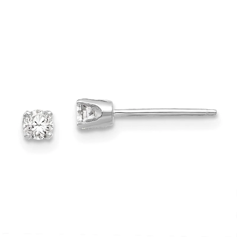 14KT White Gold 2.8MM Round Cubic Zirconia Stud Earrings