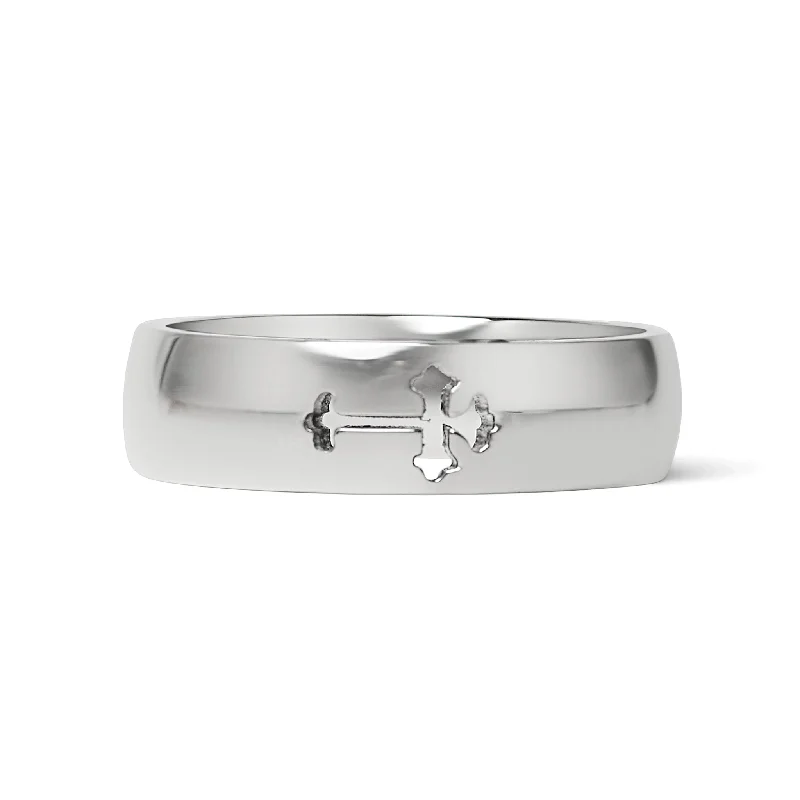 Cross Cutout Polished Stainless Steel Ring / CFR7022