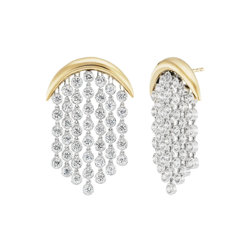 18K Yellow Gold Fringe Diamond Drop Earrings