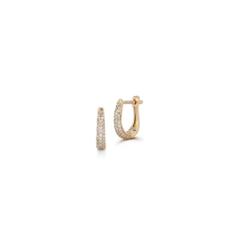 14K Yellow Gold Tapered Diamond Mini Huggie Earrings