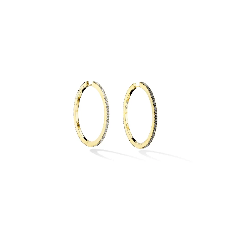 Cadar 18K Yellow Gold Black and White Diamond Reversible Hoop Earrings