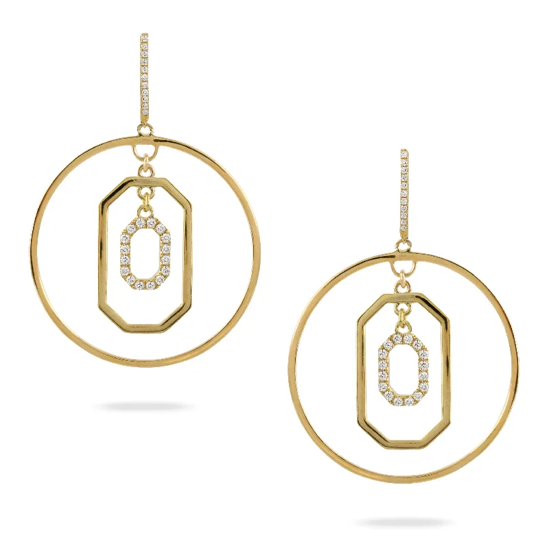 Diamond 18K Yellow Gold Triple Drop Earrings