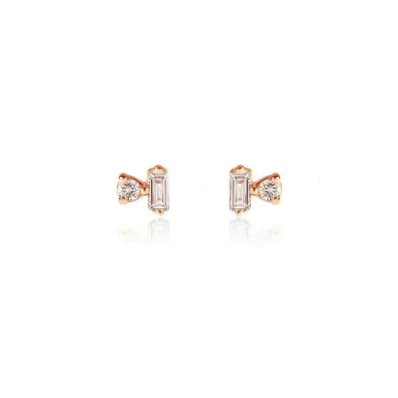 Diamond Baguette Duet Studs