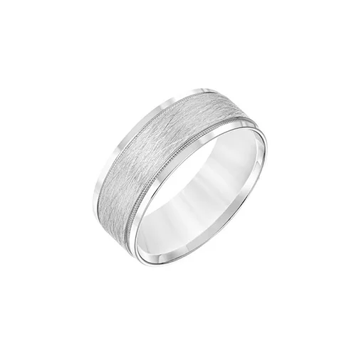 Fink's 14K White Gold Milgrain Edge Wire Center Band