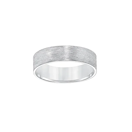 Fink's Men's 6mm 14K White Gold Wire-Brushed Wedding Band