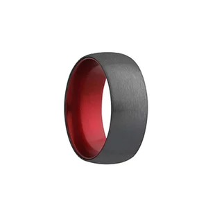 Fink's Men's 7mm Domed Zirconium Wedding Band with Red Aluminum Sleeve