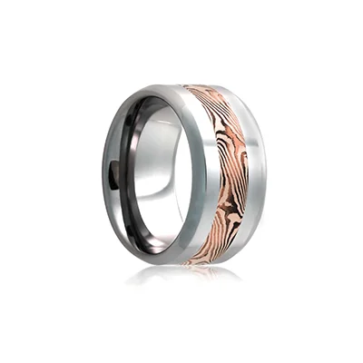 Fink's Men's 8mm Cobalt Wedding Band with 14K Rose Mokume Insert