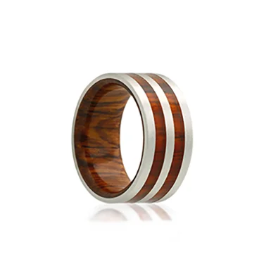 Fink's Men's 8mm Cobalt Wedding Band with Cocobolo Wood Inlay