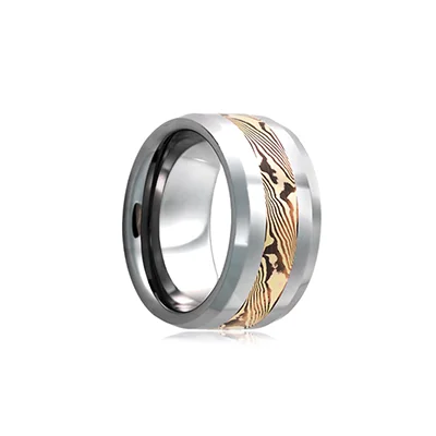 Fink's Men's 8mm Tungsten Wedding Band with 14K Rose Mokume Insert