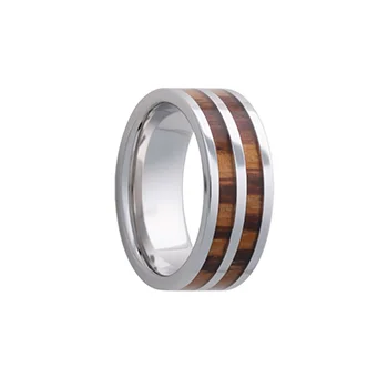 Fink's Men's 8mm Tungsten Wedding Band with Zebra Wood Inlay