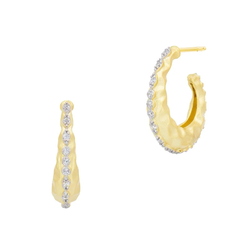 Freida Rothman Streets in Bloom Textured Dewdrop Hoop Earrings