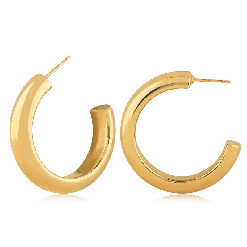 14K Yellow Gold Half Round Hoop Earrings